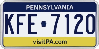 PA license plate KFE7120