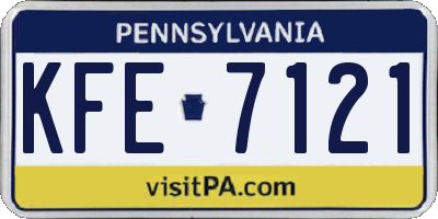 PA license plate KFE7121