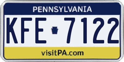 PA license plate KFE7122