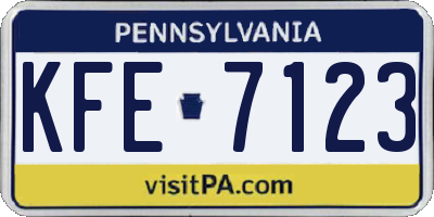 PA license plate KFE7123