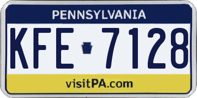 PA license plate KFE7128