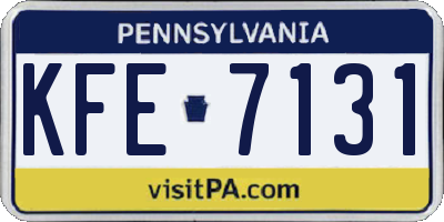 PA license plate KFE7131