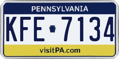 PA license plate KFE7134