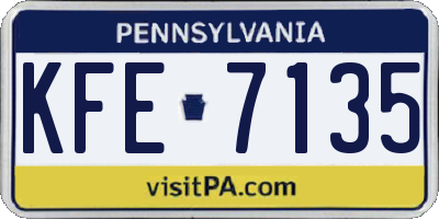 PA license plate KFE7135