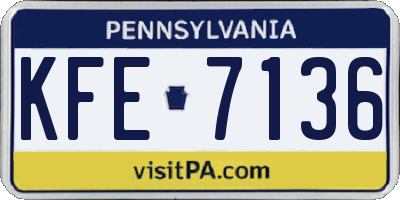 PA license plate KFE7136