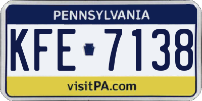 PA license plate KFE7138