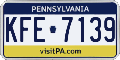 PA license plate KFE7139