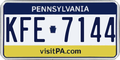 PA license plate KFE7144