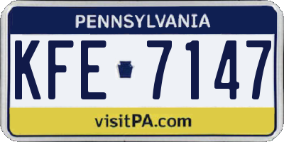 PA license plate KFE7147