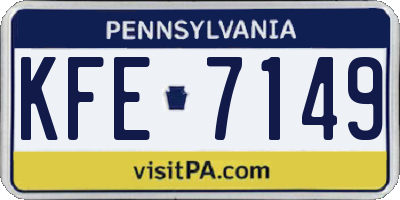 PA license plate KFE7149