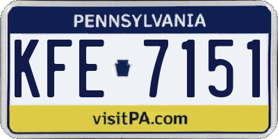 PA license plate KFE7151