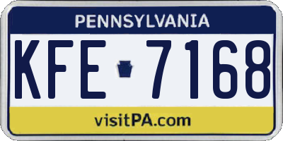 PA license plate KFE7168