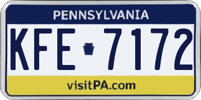 PA license plate KFE7172