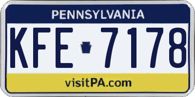 PA license plate KFE7178