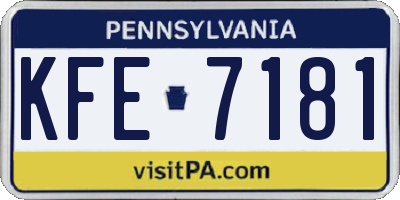PA license plate KFE7181