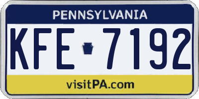 PA license plate KFE7192