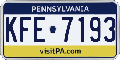 PA license plate KFE7193