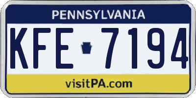 PA license plate KFE7194
