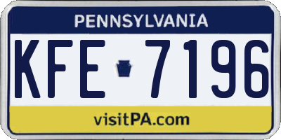 PA license plate KFE7196