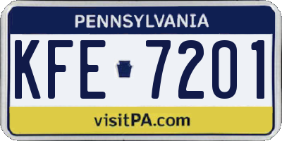 PA license plate KFE7201