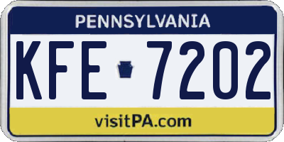 PA license plate KFE7202