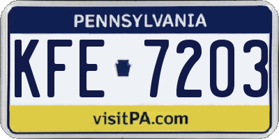 PA license plate KFE7203