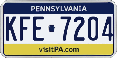 PA license plate KFE7204