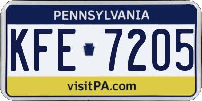 PA license plate KFE7205