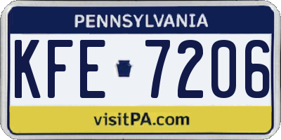PA license plate KFE7206