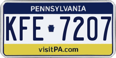 PA license plate KFE7207