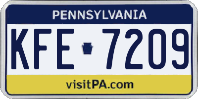 PA license plate KFE7209