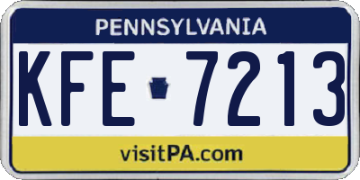 PA license plate KFE7213