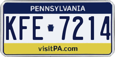 PA license plate KFE7214