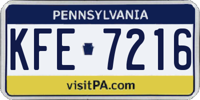 PA license plate KFE7216