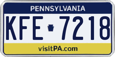 PA license plate KFE7218