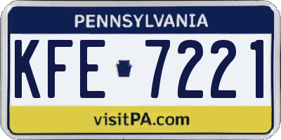 PA license plate KFE7221