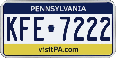 PA license plate KFE7222