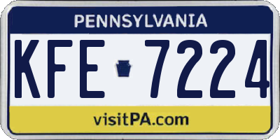 PA license plate KFE7224