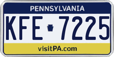 PA license plate KFE7225