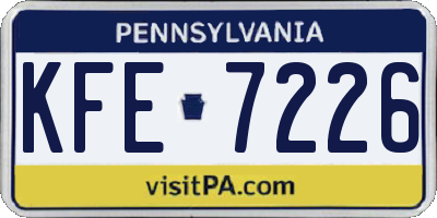 PA license plate KFE7226