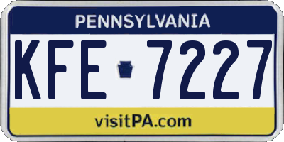 PA license plate KFE7227