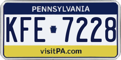PA license plate KFE7228