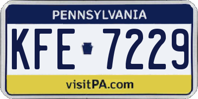 PA license plate KFE7229