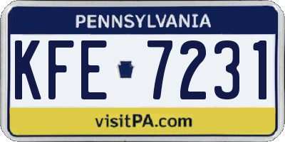 PA license plate KFE7231