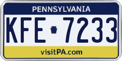 PA license plate KFE7233