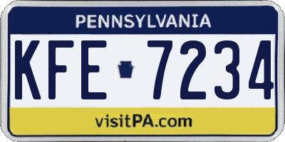 PA license plate KFE7234