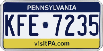 PA license plate KFE7235