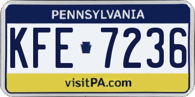 PA license plate KFE7236