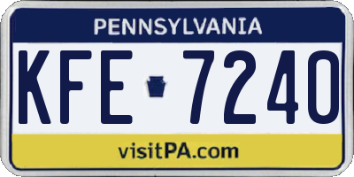 PA license plate KFE7240