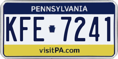 PA license plate KFE7241